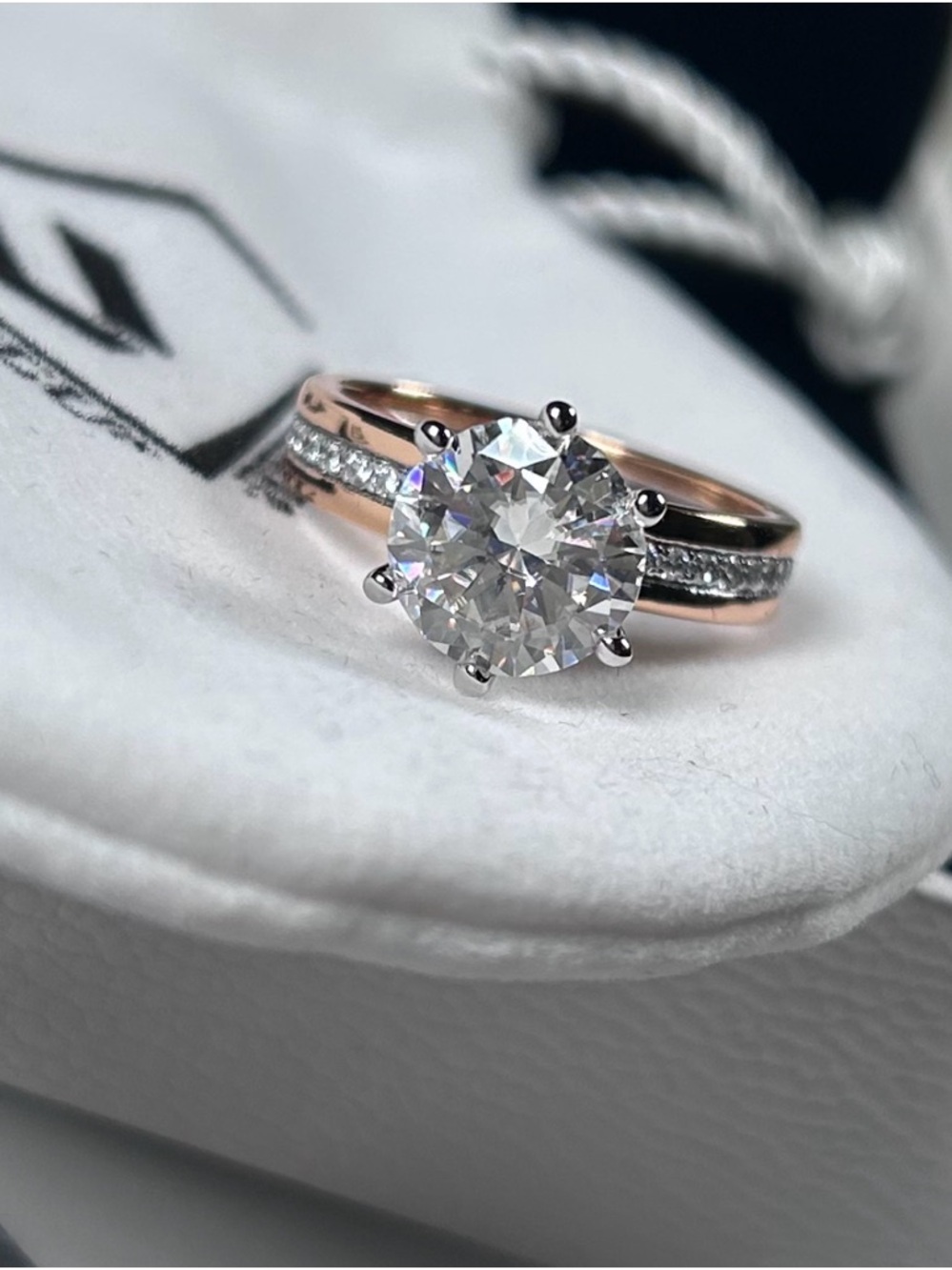 NEW 3ct Moissanite Two Tone Engagement Wedding Ring - 925 Sterling Silver - Sz 7